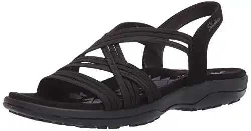 Skechers womens Reggae Slim Simply Stretch Sport Sandal, Black,