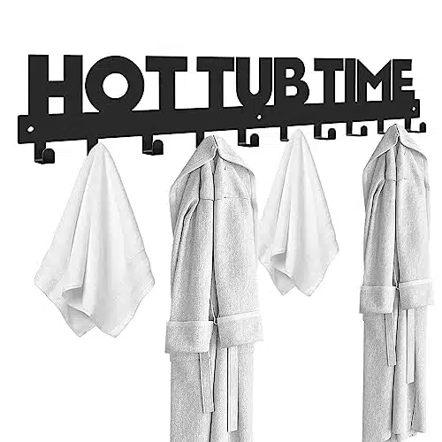 Topspeeder Large Towel Racks Bathroom Decor Wall Mount Hooks Towel Holder Organizer Outdoor Hut Tub Towel Rack to Hold Towels Robes and Coats in Bath, Hot Spring, Swim Pool, Hotel (Black)