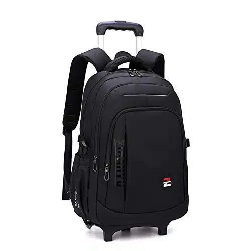 VIDOSCLA Black Kids Boys Rolling Backpack Teens Carry on Luggage with Wheels Trolly BookBag for School heels