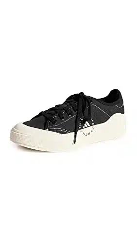 adidas by Stella McCartney Women's Court Sneakers, Core BlackCore BlackOffWhite, edium US