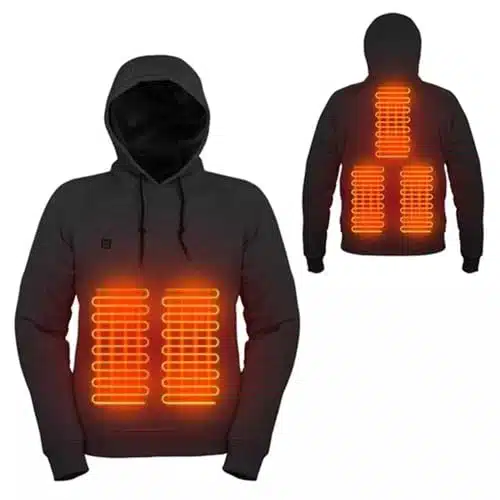 CHICTEX Heated Hoodies Unisex,Heated Sweatshirt Pullover Hoodie Men Women,Lightweight USB Electric Heated Jacket,Battery Not Included Black