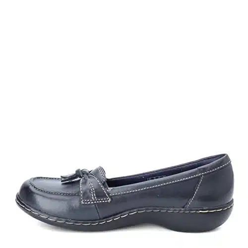 Clarks womens Ashland Bubble loafers shoes, Navy, X Wide US