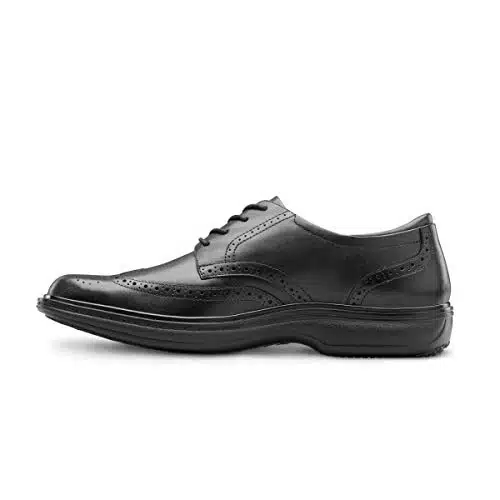 Dr. Comfort Wing Men's Therapeutic Shoes   Formal Diabetic Shoes for Men   Extra Depth Dress Shoe with Lace and Inserts, Black ide (EE) Lace