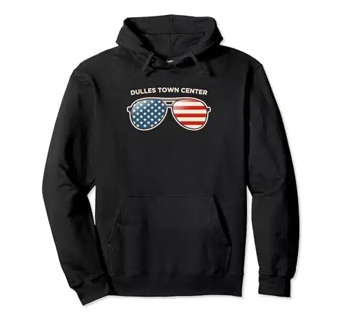 Dulles Town Center, VA Vintage US Flag Sunglasses Pullover Hoodie