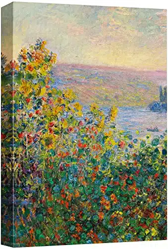 Flower Beds at theuil by Claude Monet   Canvas Print Wall Art Famous Painting Reproduction   x