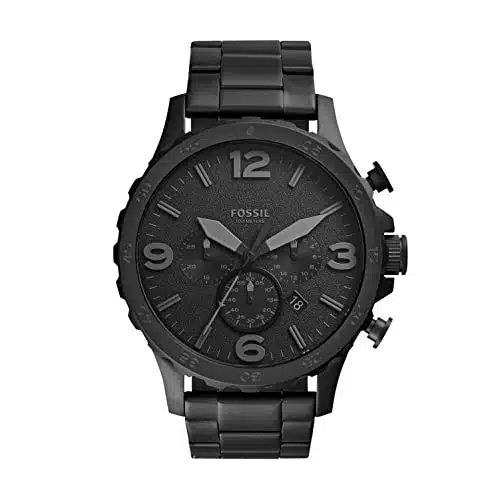 Fossil Men's Nate Quartz Stainless Steel Chronograph Watch, Color Black (Model JR)