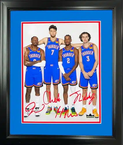 Framed Chet Holmgren Shai Gilgeous Alexander Jalen Williams Josh Giddey Oklahoma City Thunder Facsimile Laser Engraved Signature Auto xBasketball Photo HOFSM Holo