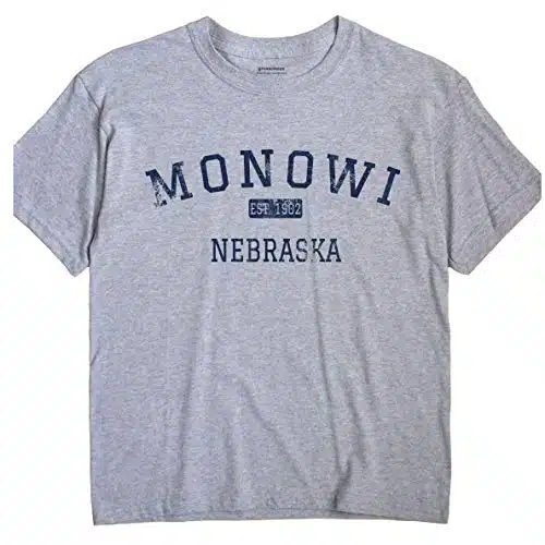 GreatCitees Monowi Nebraska T Shirt EST XL Grey