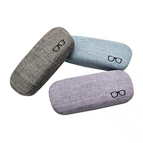 HSYMQ Pack Hard Shell Eyeglasses Case Protector Linen Fabrics Large Glasses Case Concise