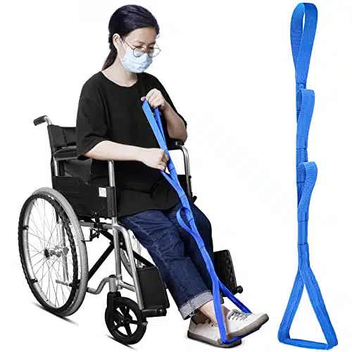  Long Leg Lifter Assist,Large Rigid Foot Loop &Sturdy Multiple Handles for Limited Mobility, Knee, or Hip Replacement Surgery (Blue)