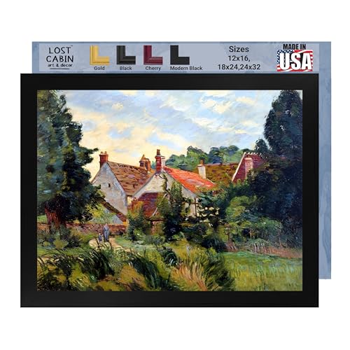 Lost Cabin Epinay Sur Orge by Armand Guillaumin  Print in Black Flat Frame  Fine Artwork Painting Reproduction  Framed Wall Art Decor Poster Gift  Image xFrame x