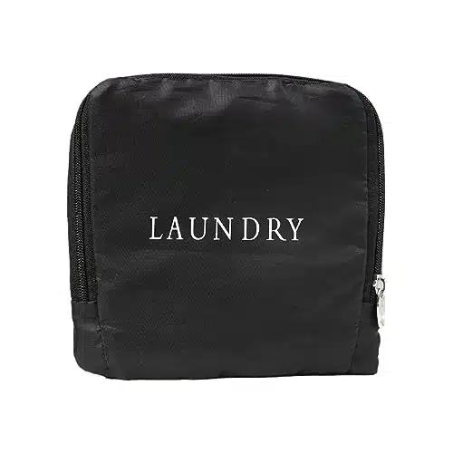 Miamica Foldable Travel Laundry Bag, Black & White  Measures  x  When Fully Opened  Foldable Laundry Bag with Drawstring Closure  Durable, Lightweight Travel Accessories