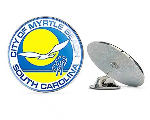 NYC Jewelers Round City of Myrtle Beach Seal (South Carolina sc Resort) Metal Lapel Hat Pin Tie Tack Pinback