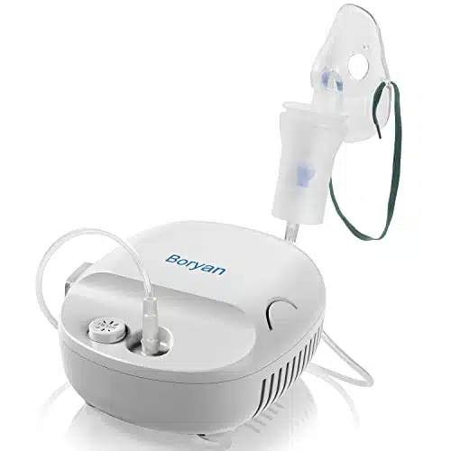 Nebulizer Machine for Adults Kids, Boryan Deluxe Portable Breathing Treatment, Included Nebulizer Tubing and Mouthpiece Replacement Kit.