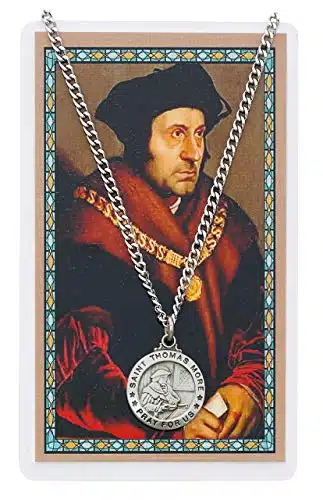 Round St. Thomas More Medal with Prayer Card