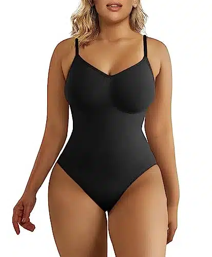 SHAPERX Bodysuit for Women Tummy Control Shapewear Seamless Sculpting Thong Body Shaper Tank Top,SZBlack SM