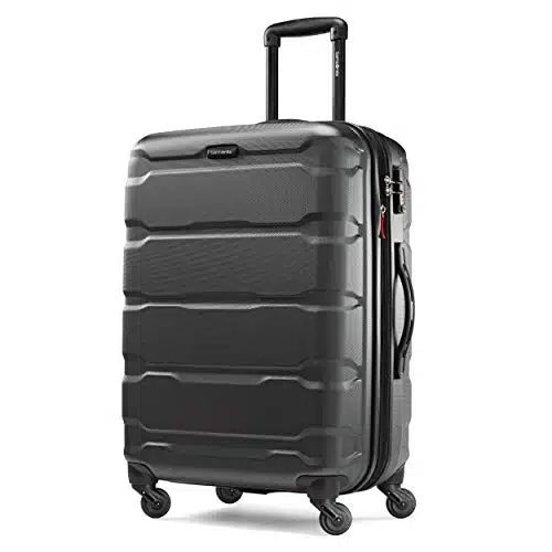 Samsonite Omni PC Hardside Expandable Luggage with Spinner Wheels, Checked Medium Inch, Black