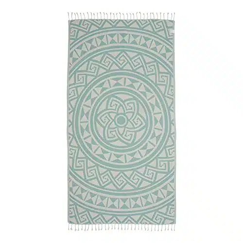 Sand Cloud Turkish Beach Towel   Sand Free   % Organic Turkish Cotton Yarn   Quick Dry Towel for Beach, Picnic Blanket or Throw   As Seen on Shark Tank   Mandala (Mint)