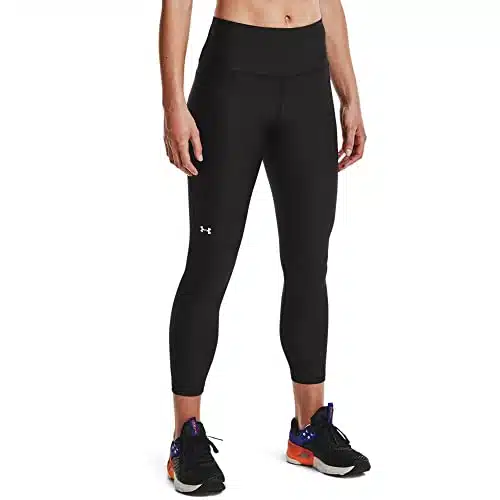 Under Armour womens Heatgear Armour High No slip Waistband Ankle Leggings , Black ()White , Small