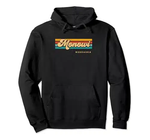 Vintage Sunset Stripes Monowi, Nebraska Pullover Hoodie