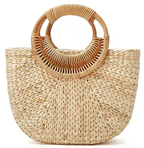 Women Tote Bag Straw Hobo Handbag Fashion Woven Top Handle Bag Shoulder Bag Beach Purse Moon Bag Bucket Bag Summer