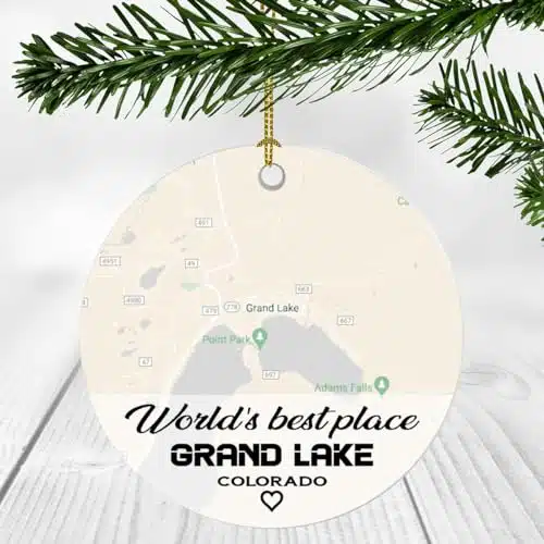 World's Best Place Grand Lake Colorado Ornament New Home with Map City Grand Lake CO   Housewarming Gift for Friend, World's Best Grand Lake Ornament Inch Plastic Circle