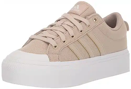 adidas Women's Bravada Platform Skate Shoe, Wonder BeigeWonder BeigeWhite,