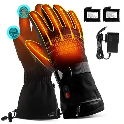 ABXMAS Rechargeable Heated Gloves for Men Women,V mAh Electric Battery Heated Ski Gloves Heating Level,Waterproof Touchscreen Heating Gloves for Outdoor Work Arthritis Motorcy