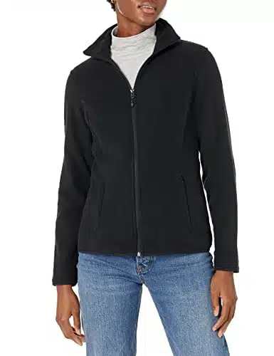 Amazon Essentials Women's Classic Fit Full Zip Polar Soft Fleece Jacket (Available in Plus Size), Black, Small