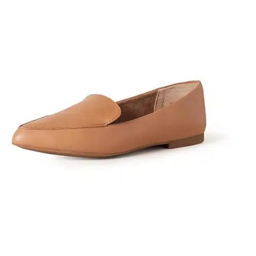 Amazon Essentials Women's Loafer Flat, Camel Faux Leather,