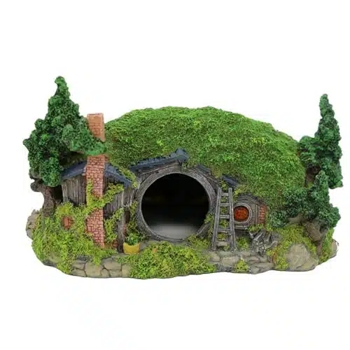 Aquarium Decorations Large Fish Tank Decor Reptile Hide House Hobbit Decor with Betta Fish Cave