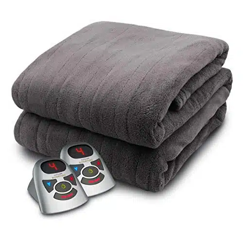 BIDDEFORD BLANKETS Micro Plush Electric Heated Blanket with Digital Controller, King, Grey