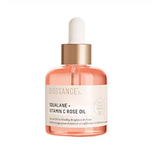 BIOSSANCE Squalane and Vitamin C Rose Oil. Facial Oil to Visibly Brighten, Hydrate, Firm and Reveal Radiant Skin ounces