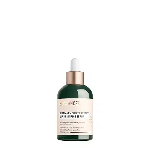 Biossance Squalane + Copper Peptide Rapid Plumping Serum. Powerfully Hydrating Face Serum that Instantly Plumps and Firms with Collagen Boosting Copper Peptides, fl oz