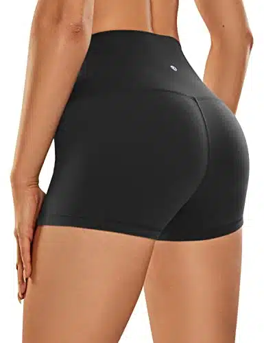 CRZ YOGA Womens Butterluxe Biker Shorts Inches   High Waisted Yoga Workout Running Volleyball Spandex Booty Shorts Black Medium