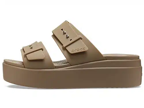 Crocs Women's Brooklyn Buckle Low Wedges, Platform Sandals, Khaki, Numeric_