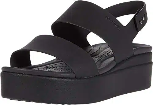 Crocs Women's Brooklyn Low Wedges, Platform Sandals Black, Numeric_