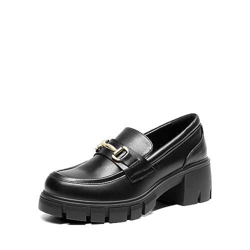 DREAM PAIRS Loafers for Women, Platform Chunky Loafers & Slip On Casual Shoes, Black, , SDLS