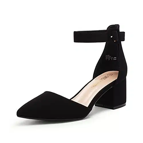 DREAM PAIRS Womens Low Heel Pump Shoes, BlackNubuck   (Annee)