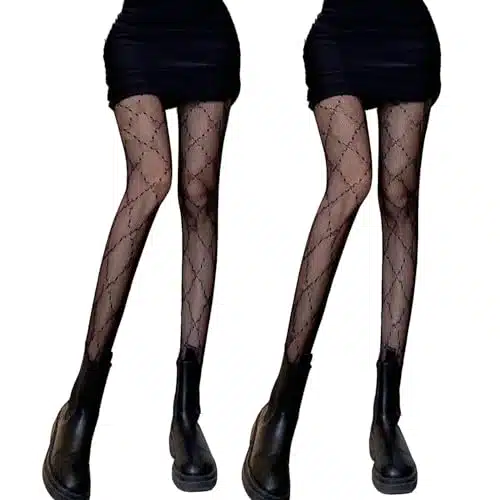 Echpzed Women Patterend Fishnet Tights High Waist Fashion Stockings Pantyhose for Party, Pairs