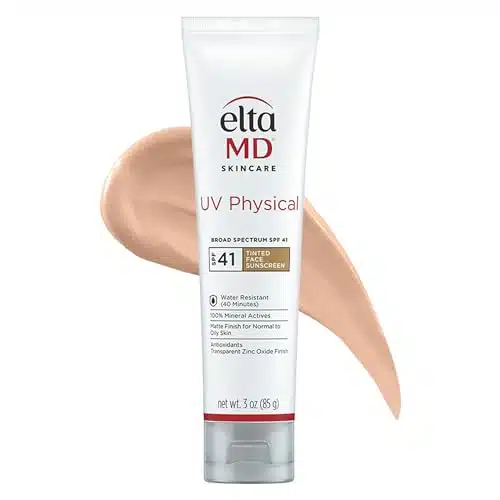 EltaMD UV Physical Tinted Face Sunscreen, SPF Tinted Mineral Sunscreen with Zinc Oxide, Water Resistant up to inutes, Protects Extra Sensitive and Post Procedure Skin, Oil Fre