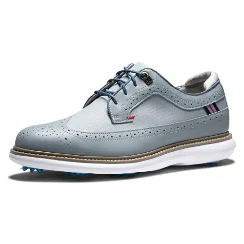 FootJoy Men's Traditions Shield Tip Previous Season Style Golf Shoe, GreyGreyRed,