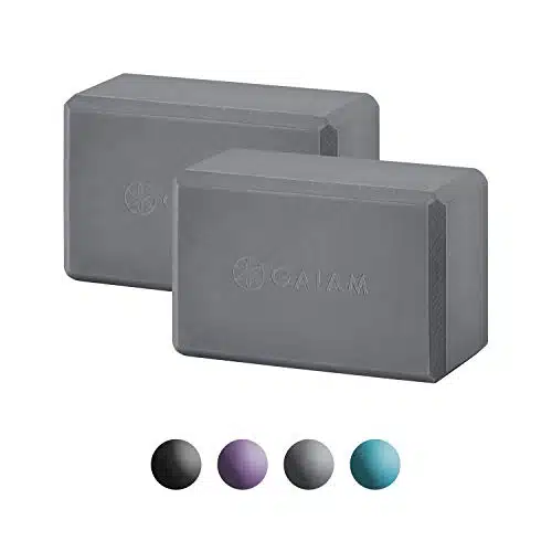 Gaiam Essentials Yoga Block (Set Of )   Supportive Latex Free Eva Foam Soft Non Slip Surface For Yoga, Pilates, Meditation, Grey