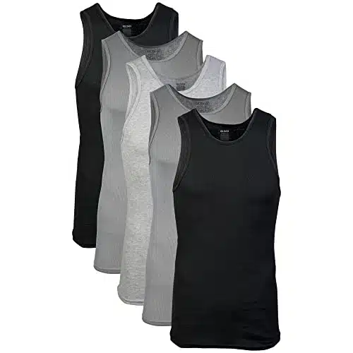 Gildan Men's A shirt Tanks, Multipack, Style G, BlackSport GreyCharcoal (pack), Medium