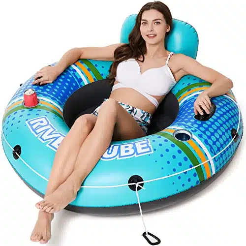 Jasonwell Inflatable River Tube Float   Heavy Duty River Float Pool Floats Lake Premium Water Tubes for Floating Recreational River Raft Lounge Floaties with Cup Holders for A