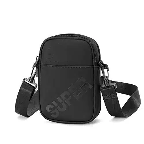 LAORENTOU Men's Small Messenger Bag Waterproof Shoulder Bag Cellphone Bag for Men Crossbody Bag Sling Bag for Work (Black)