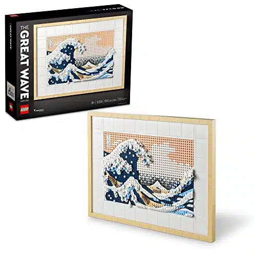 LEGO Art Hokusai  The Great Wave , D Japanese Wall Art Craft Kit, Framed Ocean Canvas, Creative Activity Hobbies for Adults, DIY Home, Office Decor