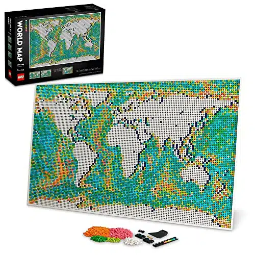 LEGO Art World Map Building Set   Collectibe Wall Art for Adults, Featuring Accompanying Soundtrack, Great Home Office Decor for Passionate Travelers, DIY Creators, and Map En