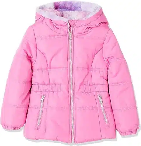 LONDON FOG Girls Heavyweight Fleece Lined Puffer Jacket   Ultimate Warmth and Style for Winter Adventures, Pink, X