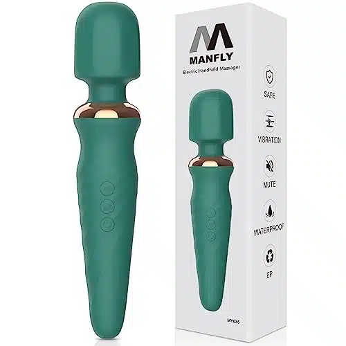 MANFLY Multifunctional Massage Tool, Handheld Electric Powerful Rechargeable Waterproof Neck Massager (Green)